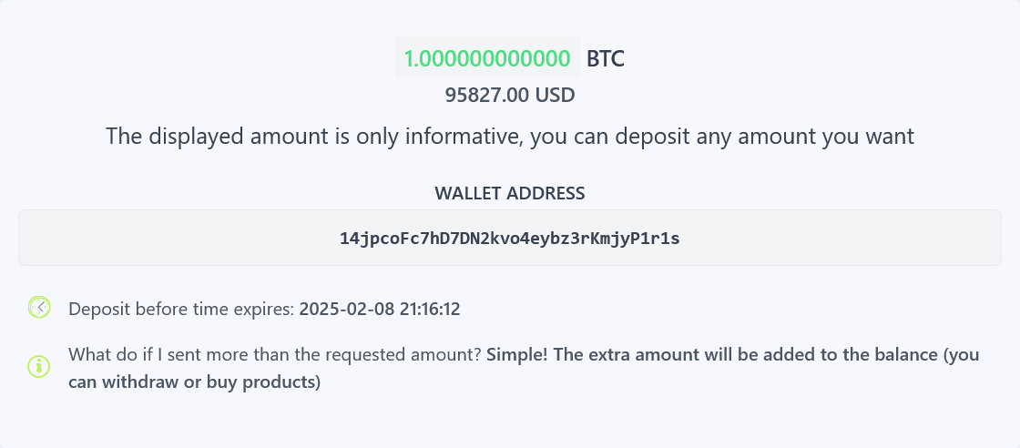 deposit bitcoin