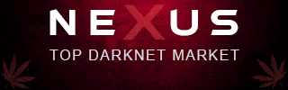 Futuristic Nexus Market logo, glowing red and white, with a digital circuit background